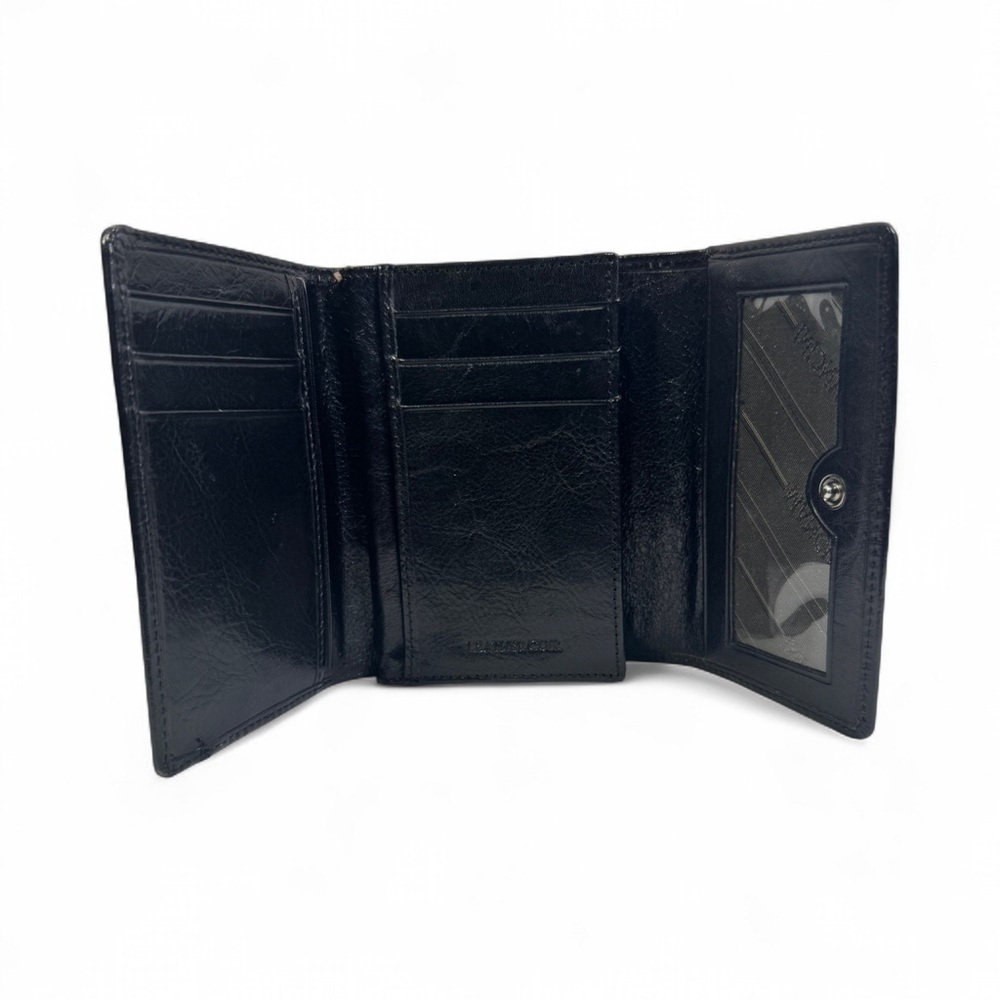 Mancini Black Leather Trifold Wallet Card Holder Coin Pocket Women's - Picture 4 of 8